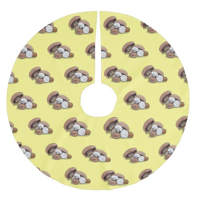 Mushroom cartoon illustration  brushed polyester tree skirt (Front)
