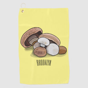 Mushroom cartoon illustration golf towel