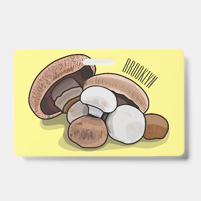 Mushroom cartoon illustration  ID badge (Front)