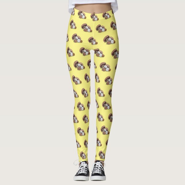 Mushroom cartoon illustration  leggings (Front)