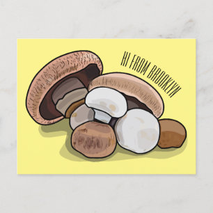 Mushroom cartoon illustration  postcard