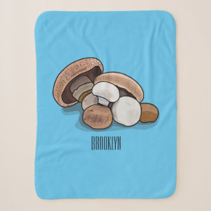 Mushroom cartoon illustration sherpa blanket