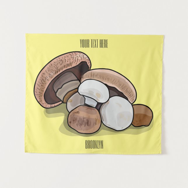 Mushroom cartoon illustration  tapestry (Front (Horizontal))