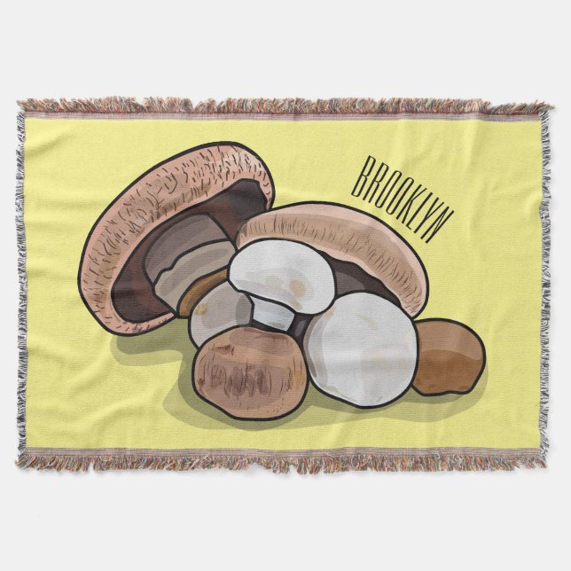 Mushroom cartoon illustration  throw blanket (Front)