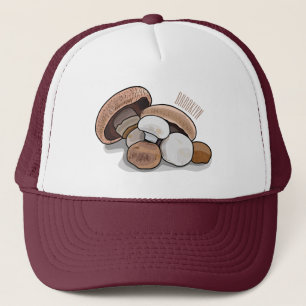 Mushroom cartoon illustration  trucker hat