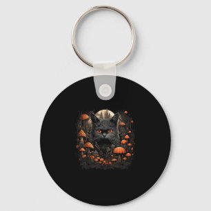 Mushroom Cat Cottagecore Aesthetic Goth Art Emo My Key Ring