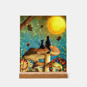 Mushroom Cats Acrylic Sign
