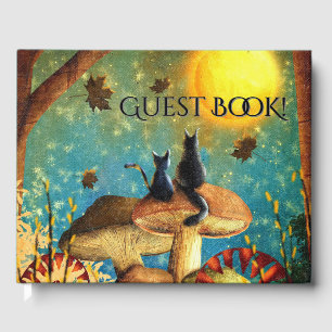 Mushroom Cats Custom Text Spine Guest Book