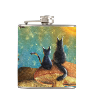Mushroom Cats  Hip Flask