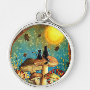 Mushroom Cats Key Ring