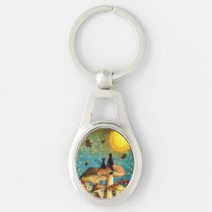 Mushroom Cats  Key Ring