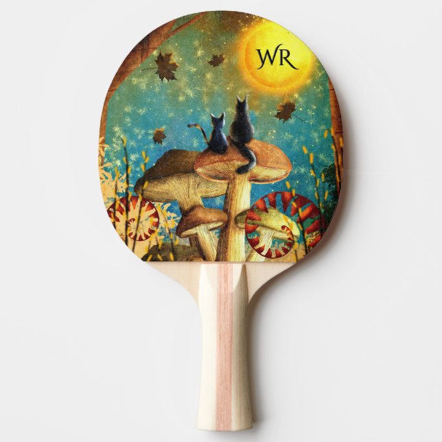 Mushroom Cats Monogrammed Ping Pong Paddle (Front)