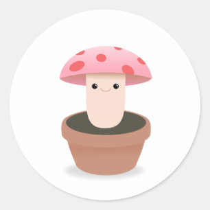 Mushroom Character Classic Round Sticker