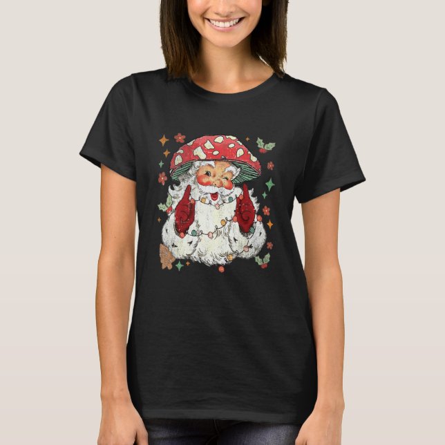 Mushroom Christmas Mushroom  Mushroom Santa Claus T-Shirt (Front)