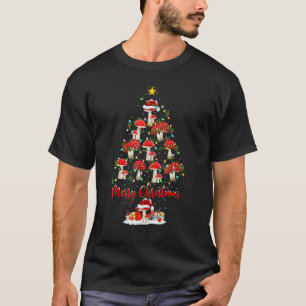 Mushroom Christmas Tree Lights Santa Mushroom Xmas T-Shirt