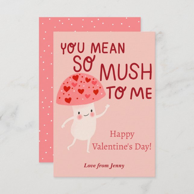Mushroom Classroom Valentine Note Card (Front/Back)