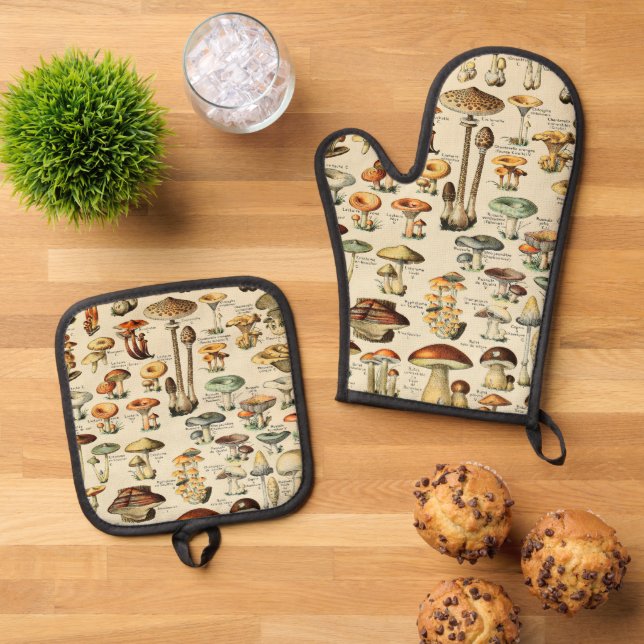 Mushroom Collection  Oven Mitt & Pot Holder Set (Top Down)