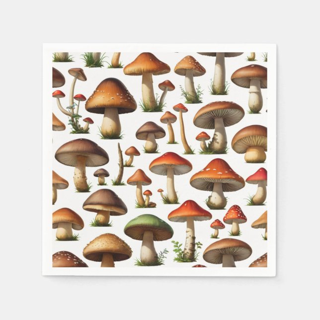 Mushroom Collection Pattern Design Napkin (Front)