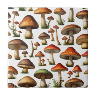 Mushroom Collection Pattern Design Tile