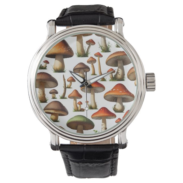 Mushroom Collection Pattern Design Watch (Front)