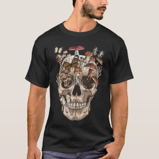 Mushroom Collector with Creepy Skull T-Shirt