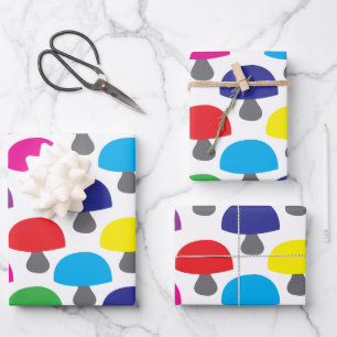 Mushroom Colourful Mushroom Pattern Wrapping Paper Sheet