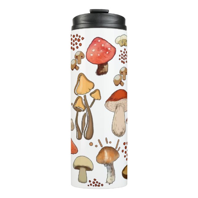 Mushroom Core, Retro Mushroom, Mushroom Vintage Thermal Tumbler (Front)