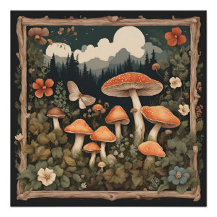 Mushroom Cottagecore Poster