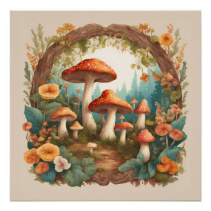 Mushroom Cottagecore Poster