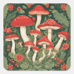 Mushroom Cottagecore Square Sticker