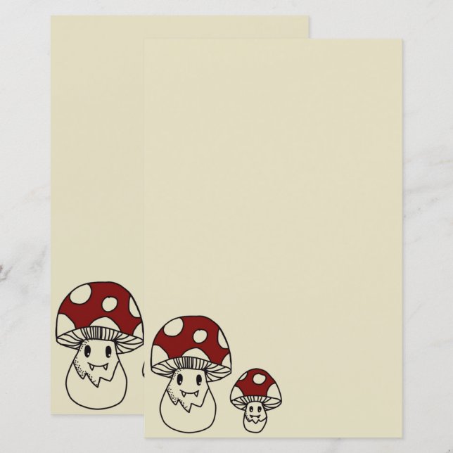 Mushroom cute stationary double sided (Front/Back)