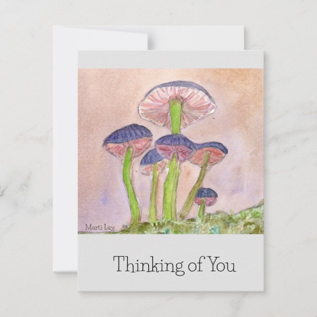 Mushroom design greeting card,"Thinking of You" Card (Front)