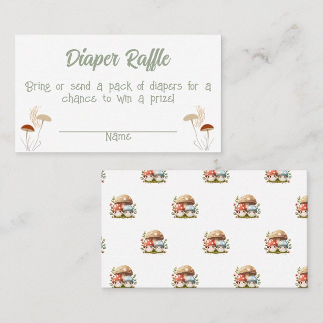 Mushroom DIAPER RAFFLE GAME Place Card (Front/Back)