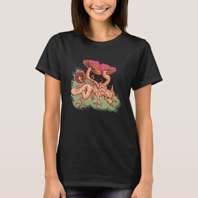 Mushroom Dragon Mycology Foraging Mushroom Hunting T-Shirt (Front)