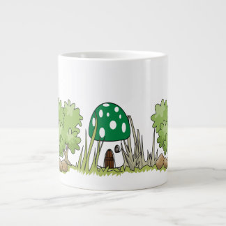 Mushroom Dwarf House in the Woods - Fantasy Forest Large Coffee Mug