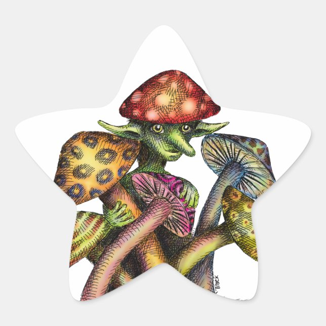 Mushroom Elf Star Sticker (Front)