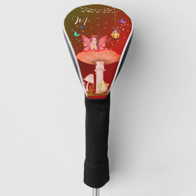 Mushroom Fairy Fantasy Monogram Magical  Golf Head Cover (Front)