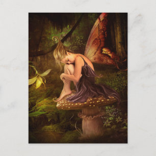 mushroom fairy postcard