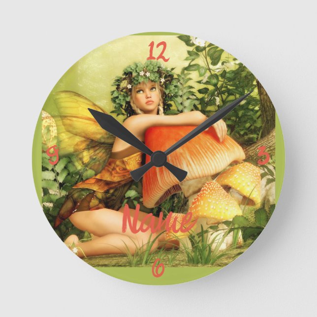Mushroom fairy Thunder_Cove Round Clock (Front)