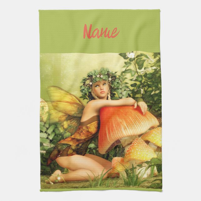 Mushroom fairy Thunder_Cove Tea Towel (Vertical)