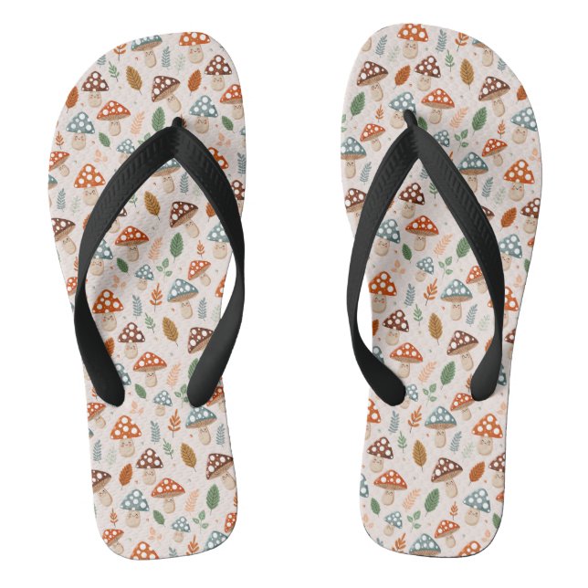 Mushroom, Fall foliage, Nature Patten  Jandals (Footbed)