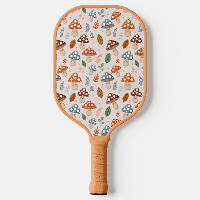 Mushroom, Fall foliage, Nature Patten  Pickleball Paddle (Back)