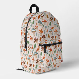 Mushroom, Fall foliage, Nature Patten Printed Backpack