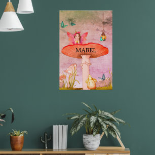 Mushroom Fantasy Fairy Nursery Poster