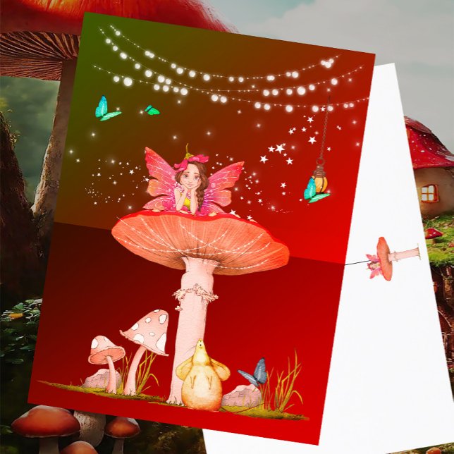 Mushroom Fantasy Fairy Stars Burnt Orange  Postcard (Creator Uploaded)