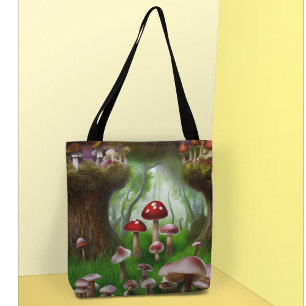 Mushroom fantasy forest tote bag