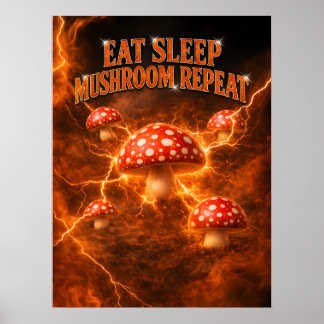 Mushroom Fantasy Glow Energy Poster