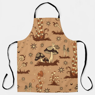 Mushroom fantasy, vintage forest wallpaper. apron