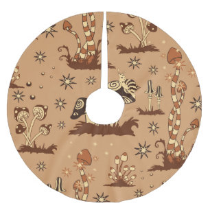 Mushroom fantasy, vintage forest wallpaper. brushed polyester tree skirt