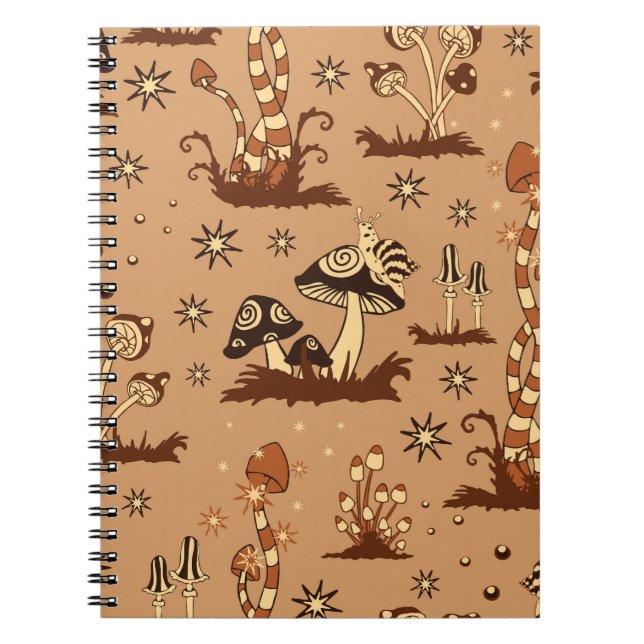Mushroom fantasy, vintage forest wallpaper. notebook (Front)